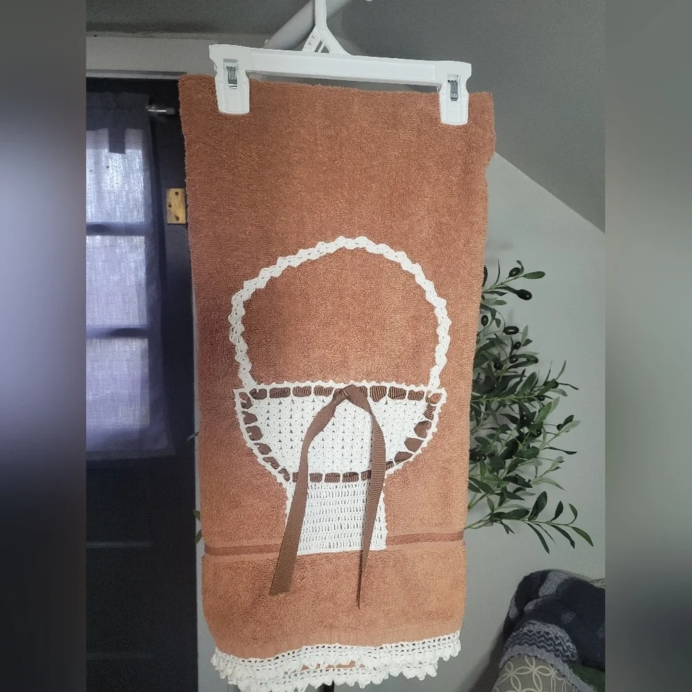 Vintage Tastemaker By Stevens Crochet Basket Towel Cottagecore Grannycore 44X25